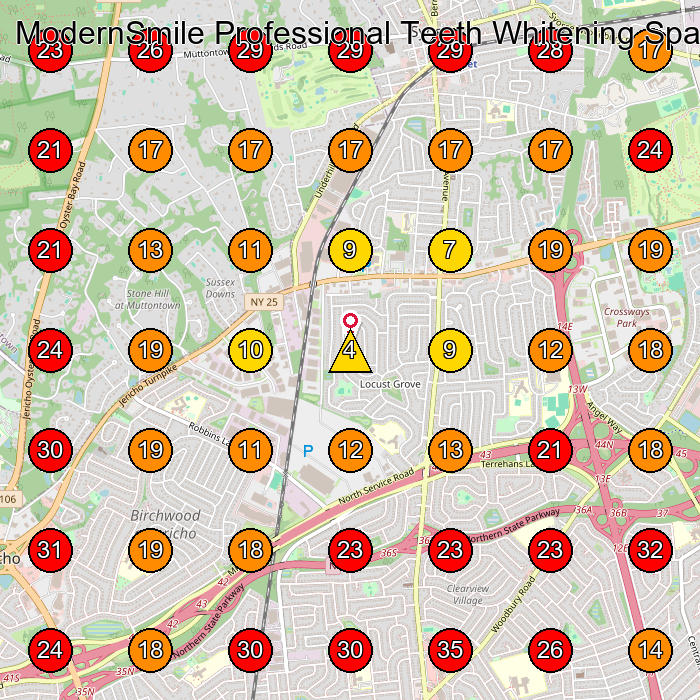 ModernSmile Professional Teeth Whitening Spa GeoGrid visibility map for Medical Spa in None